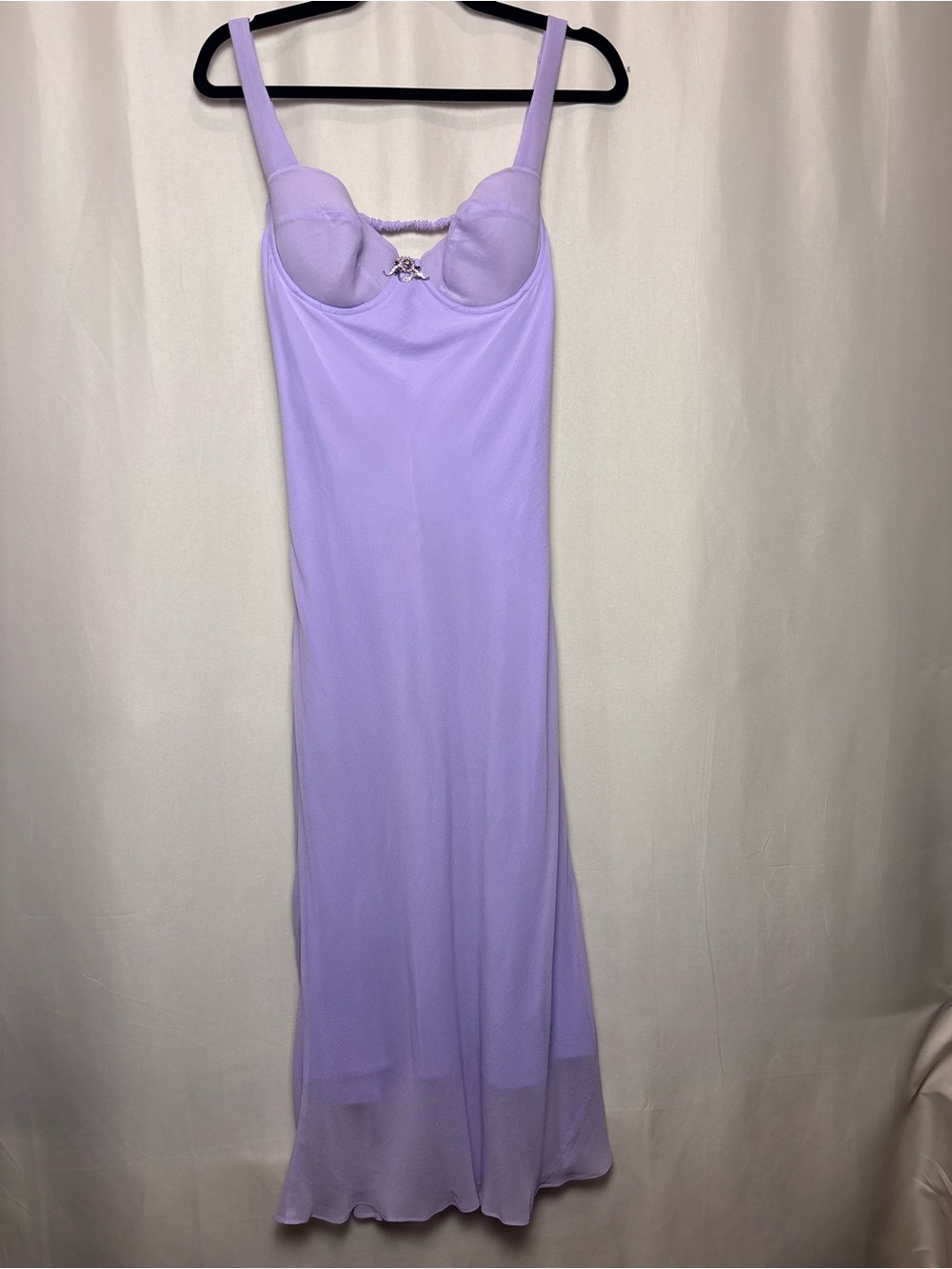 Silk Fredrick’s of Hollywood Lavender Slip Dress with Bustier Size 10 - Picture 2 of 9